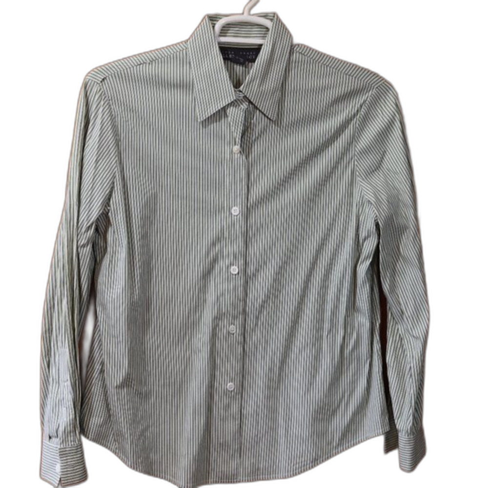 Linda Allard Ellen Tracy Vintage Stripe Button Down Shirt Women’s 12 Long Sleeve